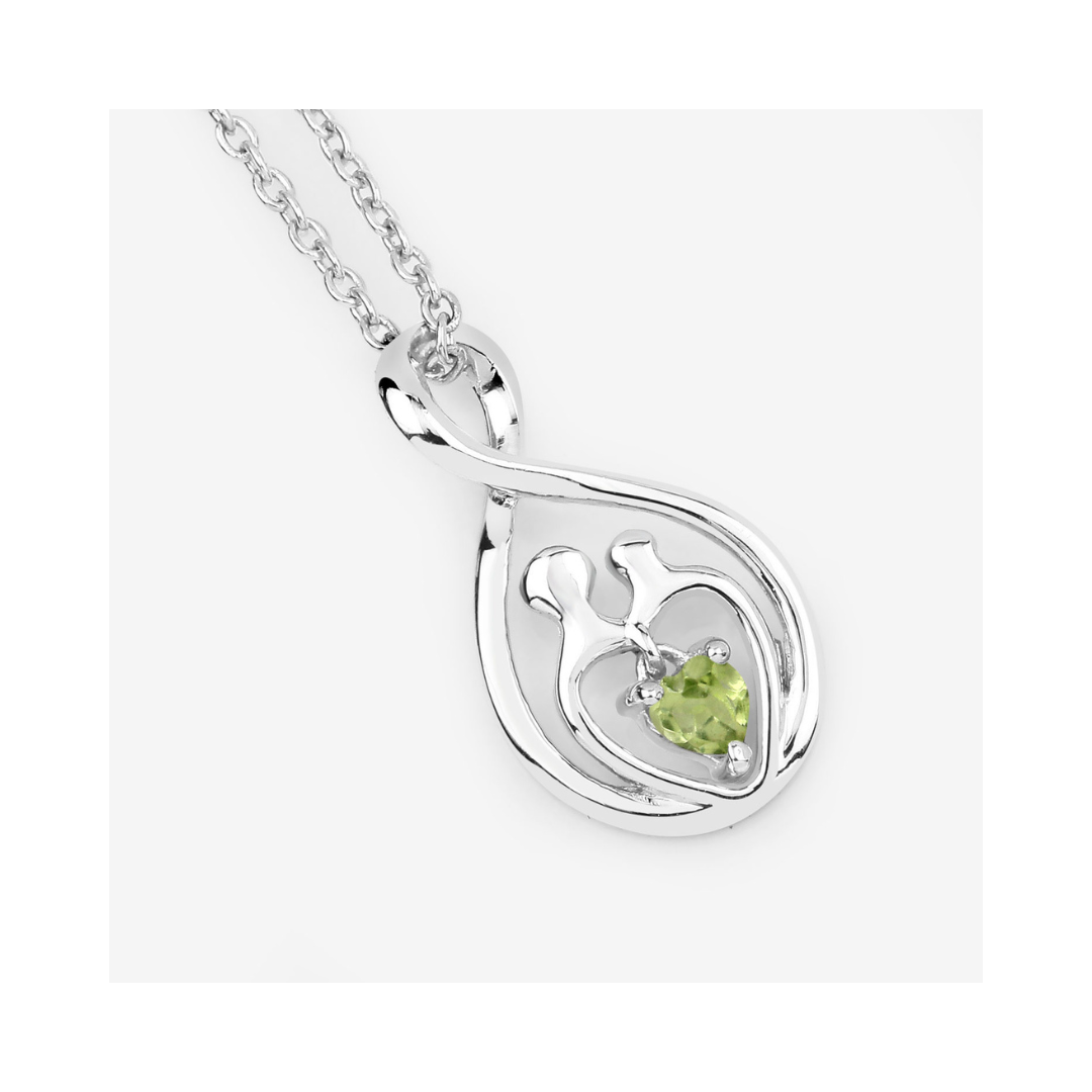 Genuine Peridot Mom Infinity Pendant Necklace