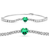 Columbian Created Emerald Heart Bracelet