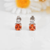 Peach Sapphire Stud Earrings