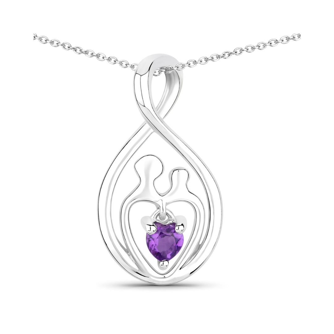 Genuine Amethyst Mom Infinity Pendant Necklace