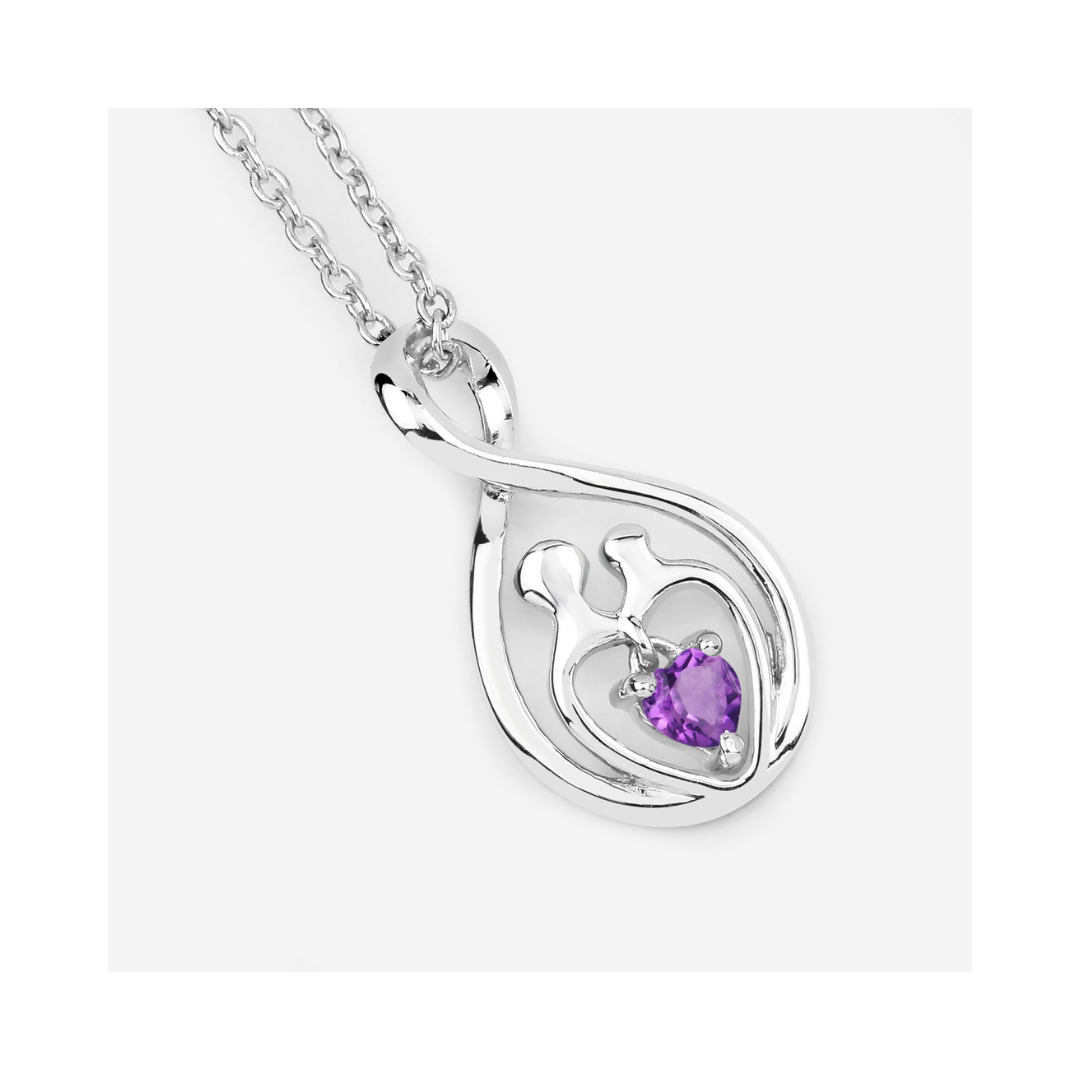 Genuine Amethyst Mom Infinity Pendant Necklace