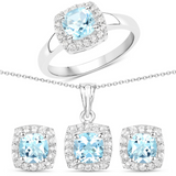 Silver Genuine Blue Topaz Set