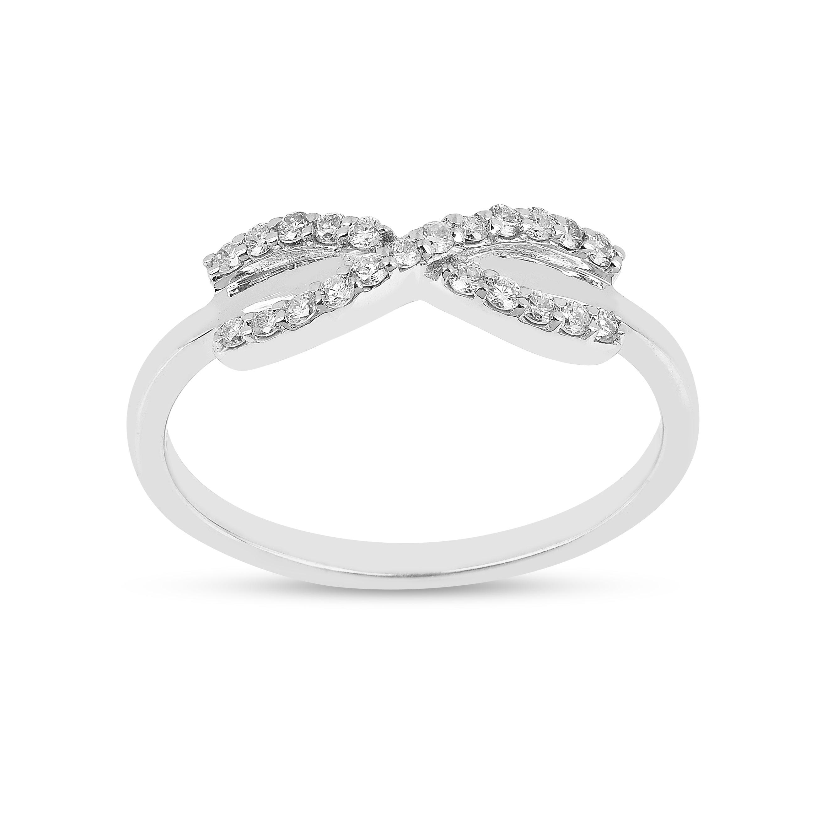 Silver Criss Cross Infinity Pave Ring 