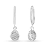 Diamond Cluster Pear Rhodium Over Silver Earrings Gift For Her