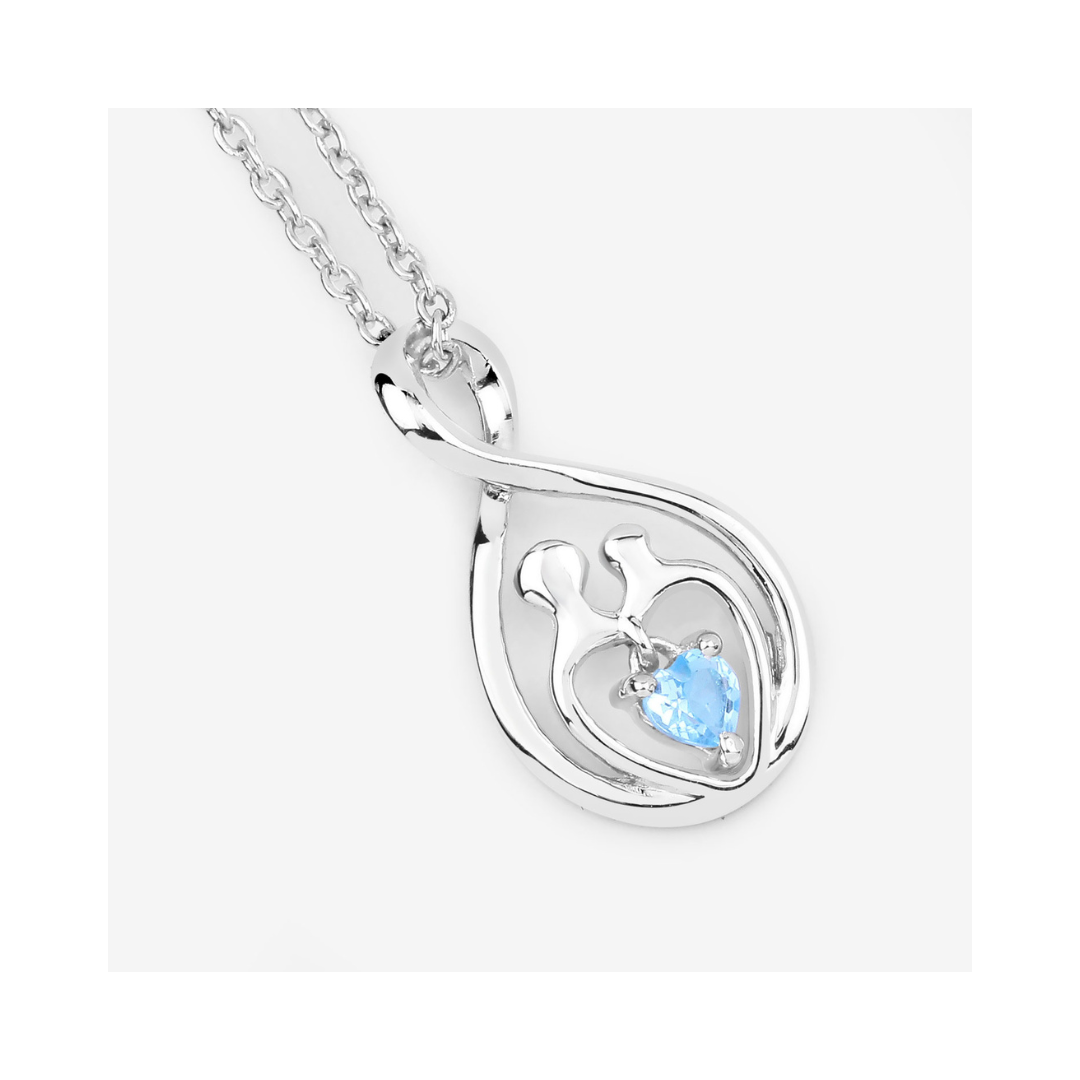 Genuine Swiss Blue Topaz Mom Infinity Pendant Necklace