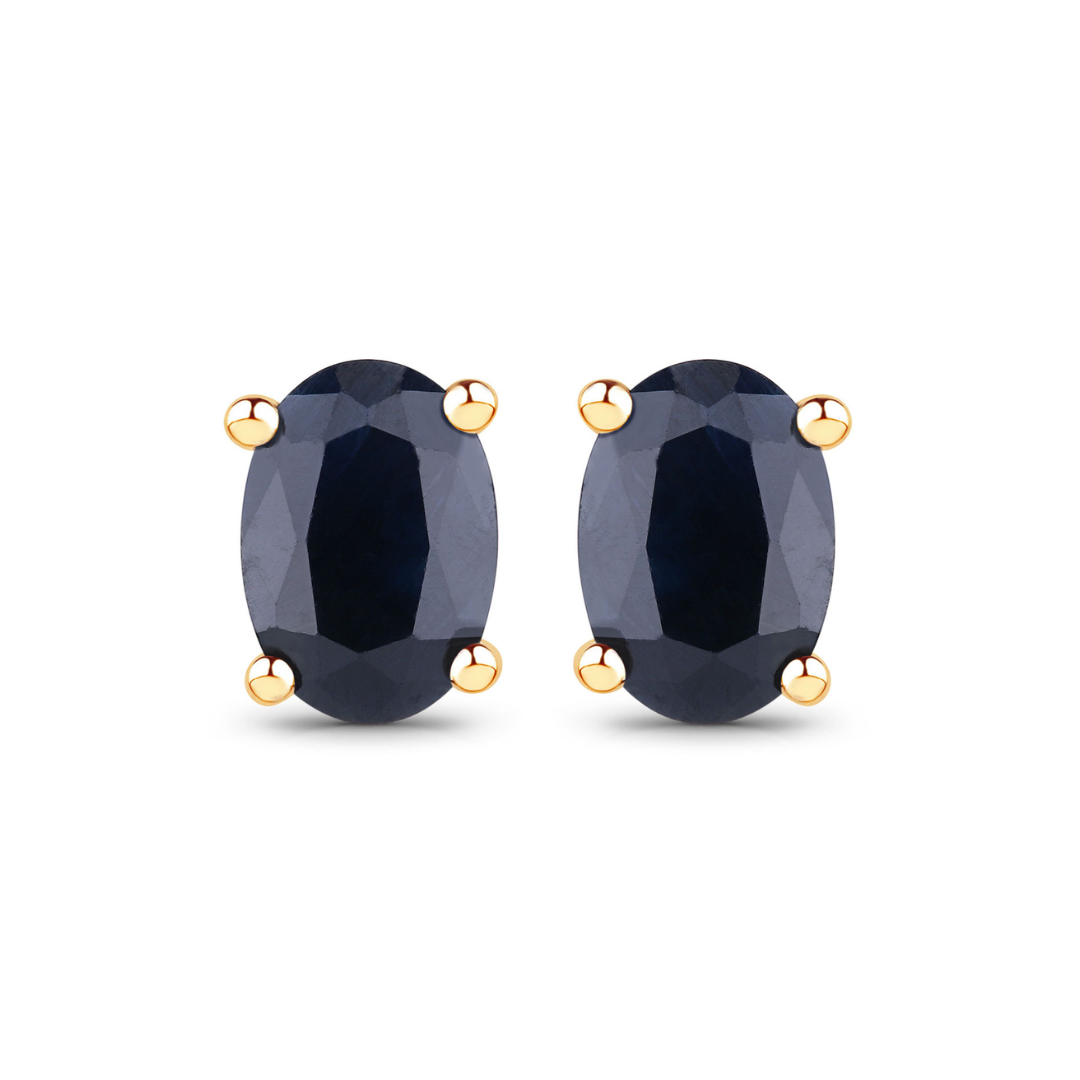 Genuine Blue Sapphire 10K Gold Studs Earrings
