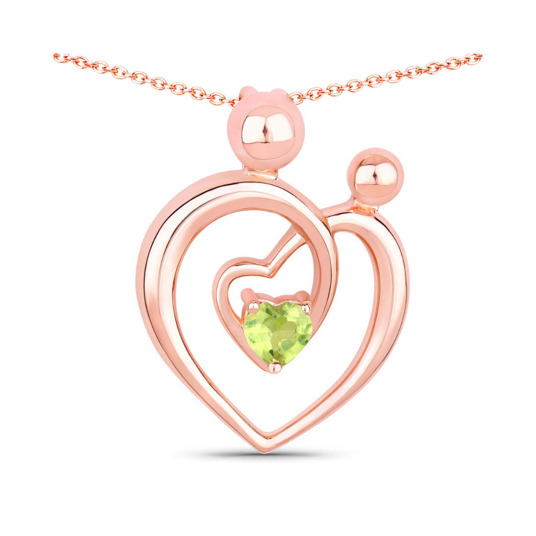 Genuine Peridot Mom Heart Necklace