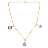 18K Yellow Gold Over Silver  Cluster Heart Charm Necklace For Her