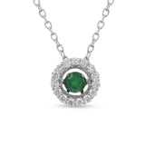 Natural Emerald Dancing Stone Halo Necklace