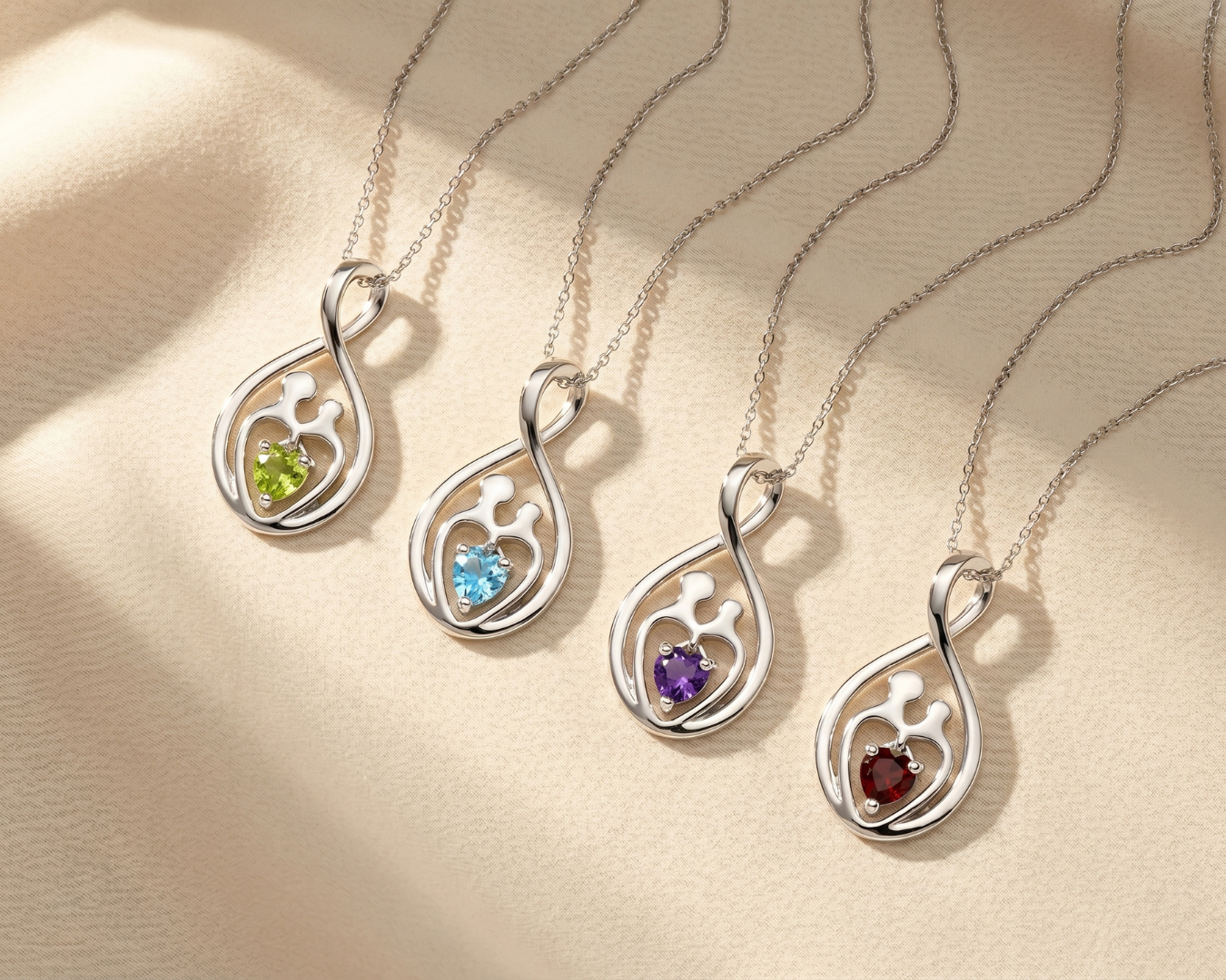 Genuine Swiss Blue Topaz Mom Infinity Pendant Necklace