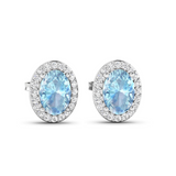 Genuine Diamond and Aquamarine Studs