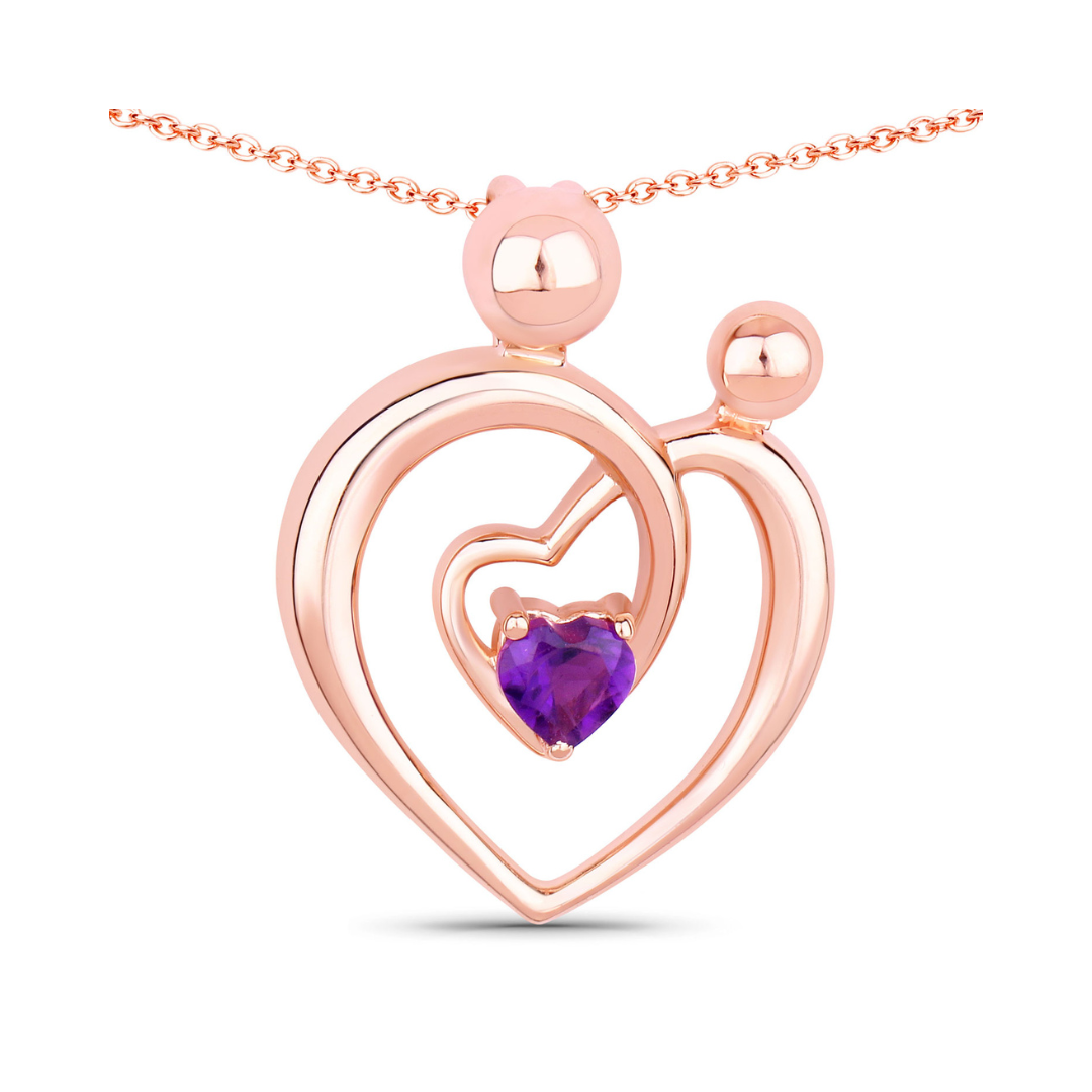 Genuine Amethyst Mom Heart Necklace