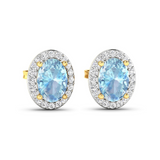 Genuine Diamond and Aquamarine Studs