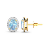 Genuine Diamond and Aquamarine Studs