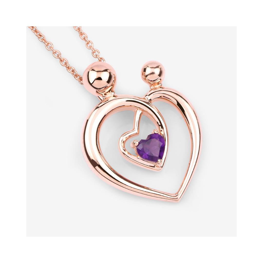 Genuine Amethyst Mom Heart Necklace