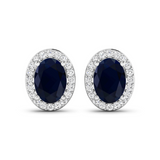 Genuine Diamond and Blue Sapphire Studs