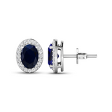 Genuine Diamond and Blue Sapphire Studs