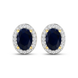 Genuine Diamond and Blue Sapphire Studs