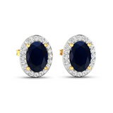 Genuine Diamond and Blue Sapphire Studs