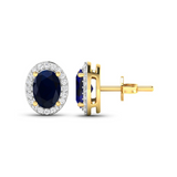 Genuine Diamond and Blue Sapphire Studs