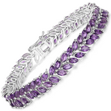 Natural Amethyst Silver Leaf Bracelet