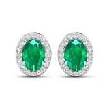 Genuine Diamond and Zambian Emerald Studs