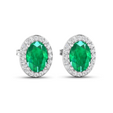 Genuine Diamond and Zambian Emerald Studs