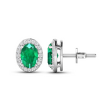 Genuine Diamond and Zambian Emerald Studs