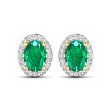 Genuine Diamond and Zambian Emerald Studs