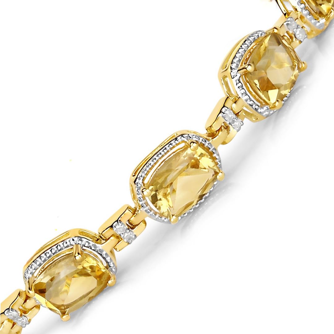 Citrine and White Diamond Tennis Bracelet Silver Fine Color Jewels
