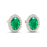 Genuine Diamond and Zambian Emerald Studs