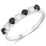 Black Sapphire and White Topaz Half Eternity Ring