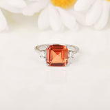 Peach Sapphire Three Stone Ring