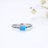 Oval Blue Opal Dainty Proposal Ring For Her - FineColorJewels