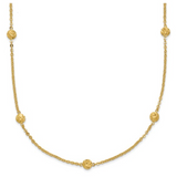 14K Polished Diamond-Cut Tiny Puffed Circles 15-Station Necklace