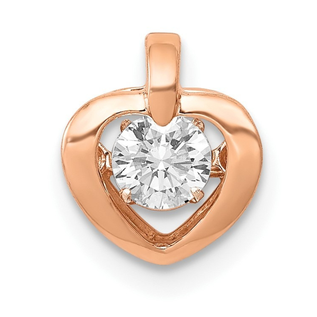 Colgante de corazón con diamantes de laboratorio en oro rosa de 14 quilates
