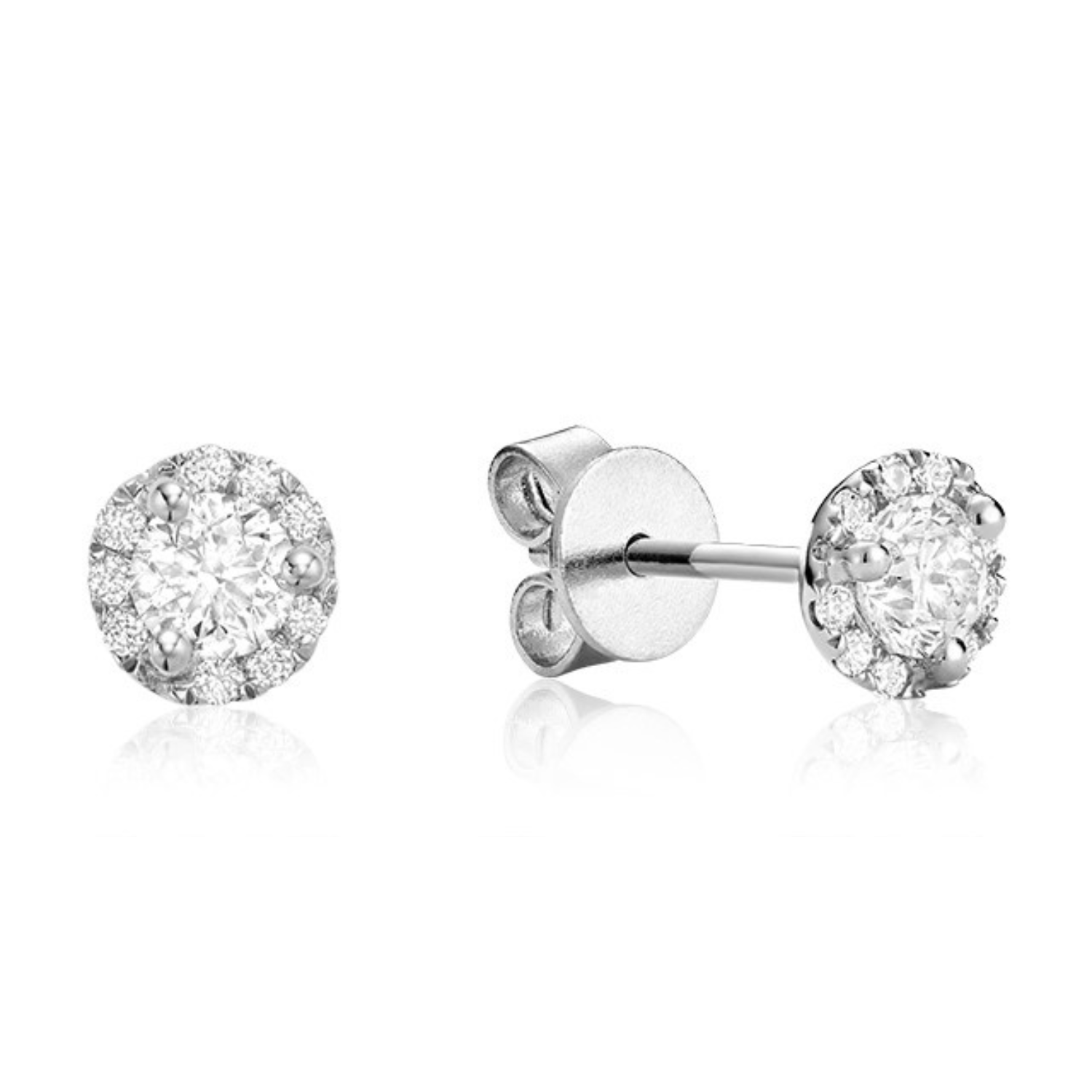 14k Gold Natural Diamond Halo Stud Earrings