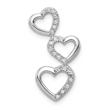 14k White Gold Lab Grown Diamond Triple Heart Pendant, jewelry ideas for her, heart shape pendant design