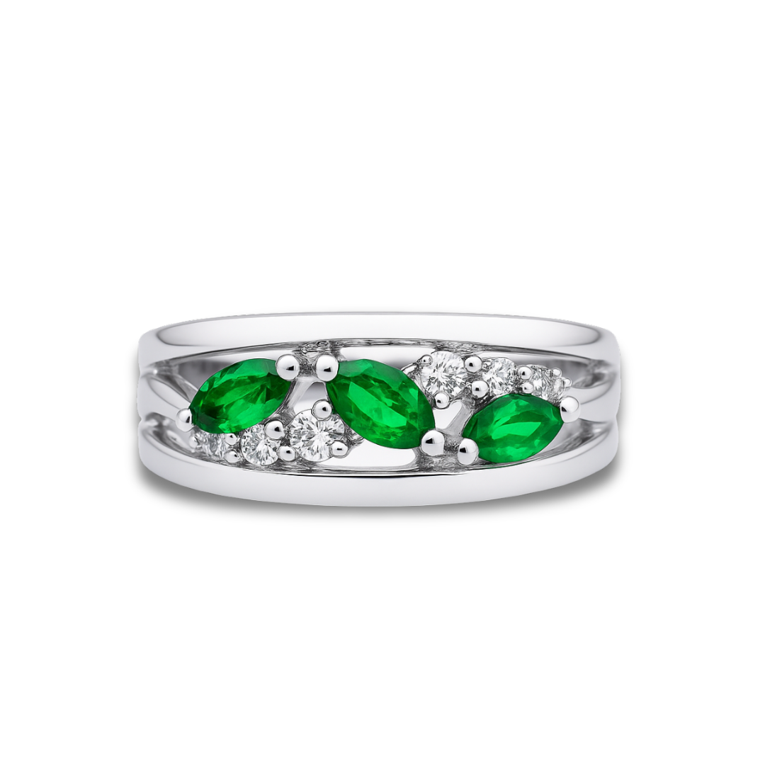 Natural Green Chrome Diopside Ring Silver