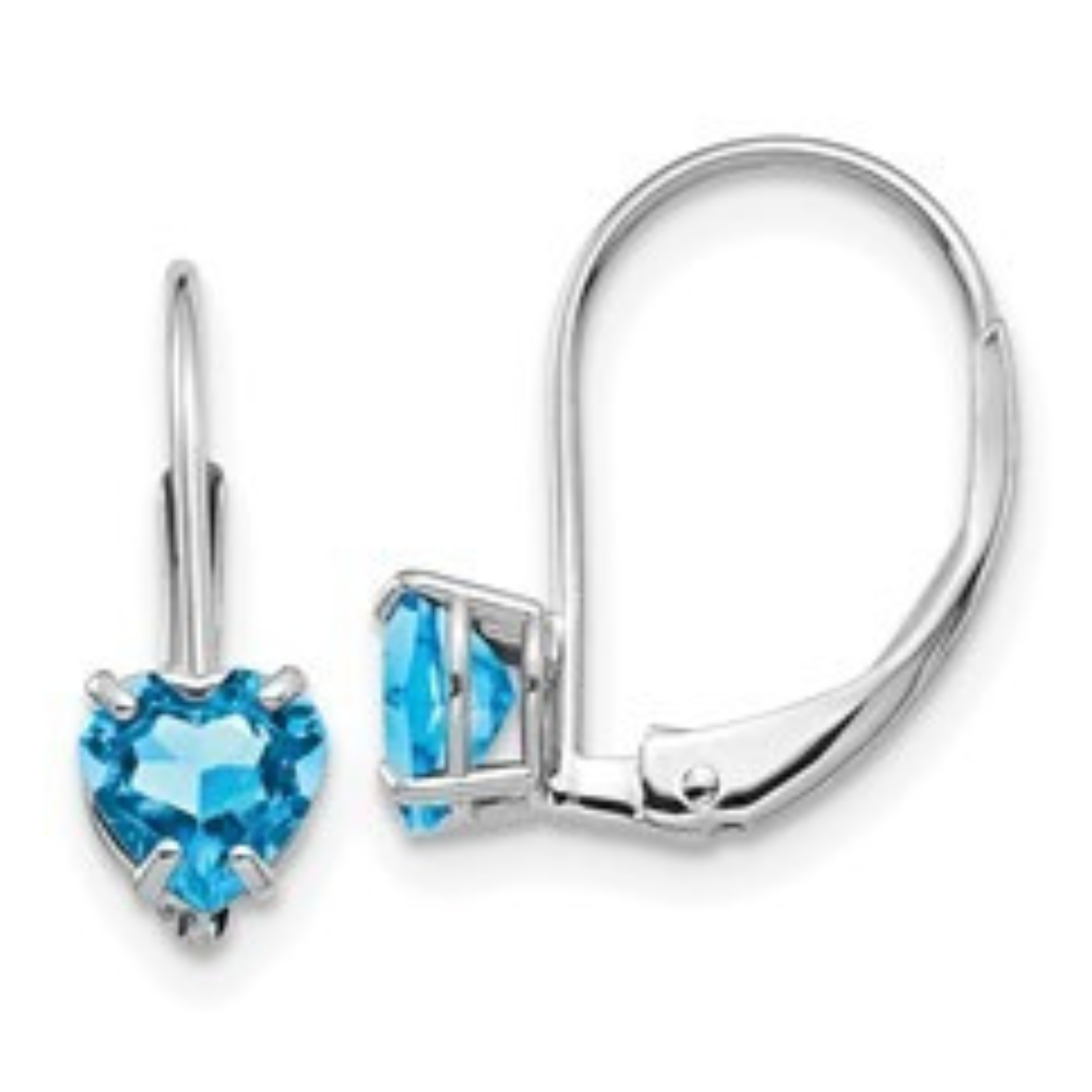 14k Gold Heart Gemstone Leverback Earrings