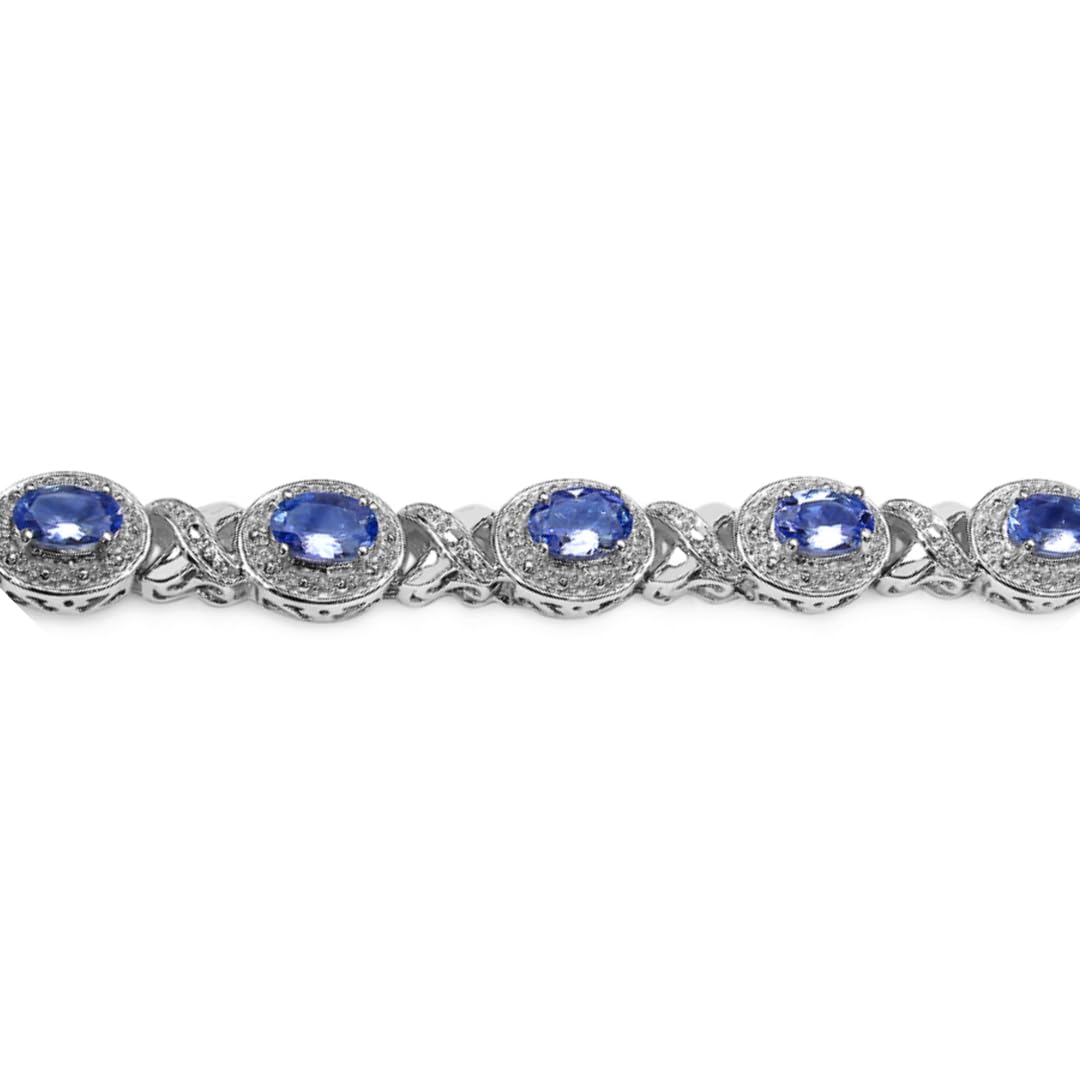 Natural Tanzanite Tennis Silver Bracelet Fine Color Jewels