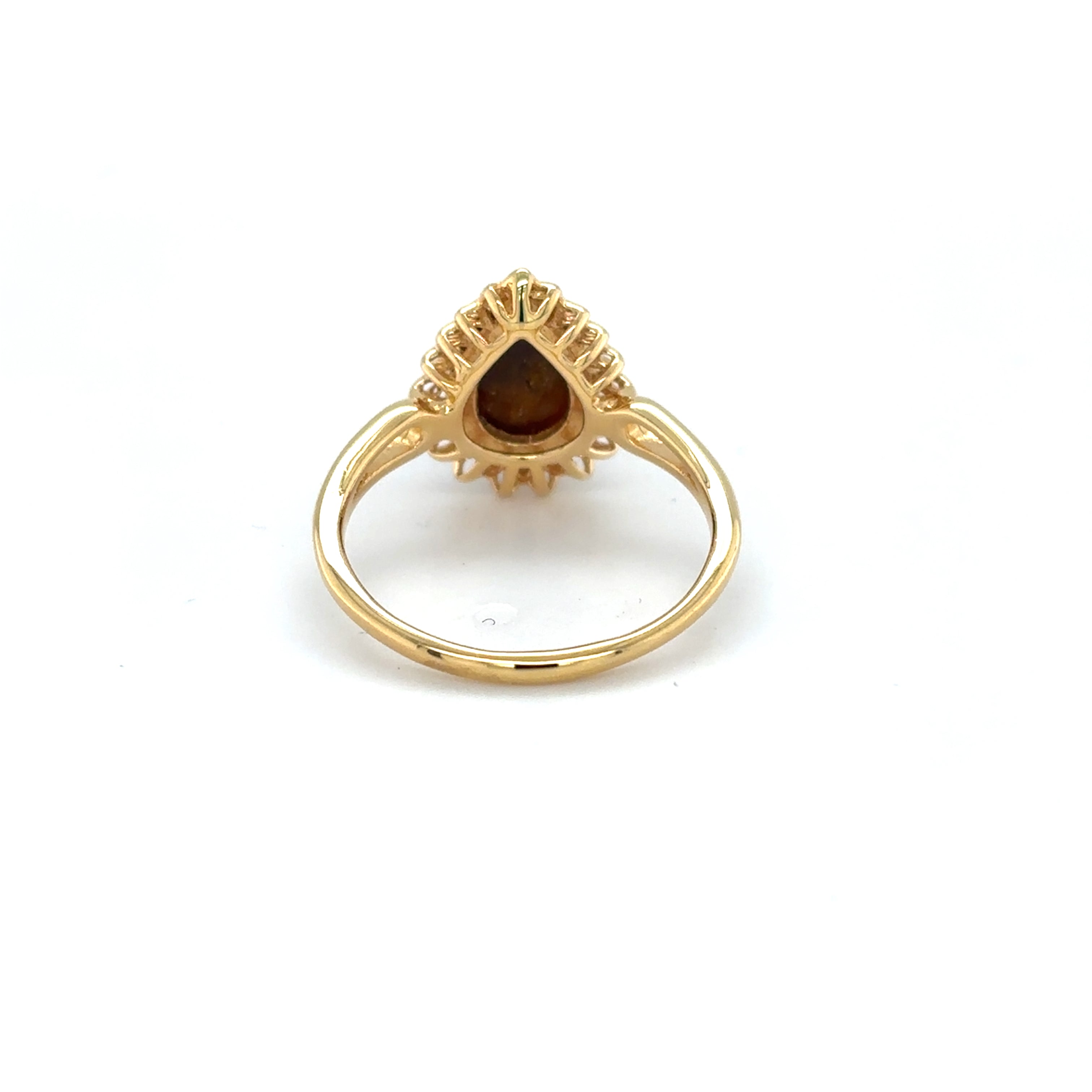 Golden Tigers Eye Pear Shaped Silver Ring