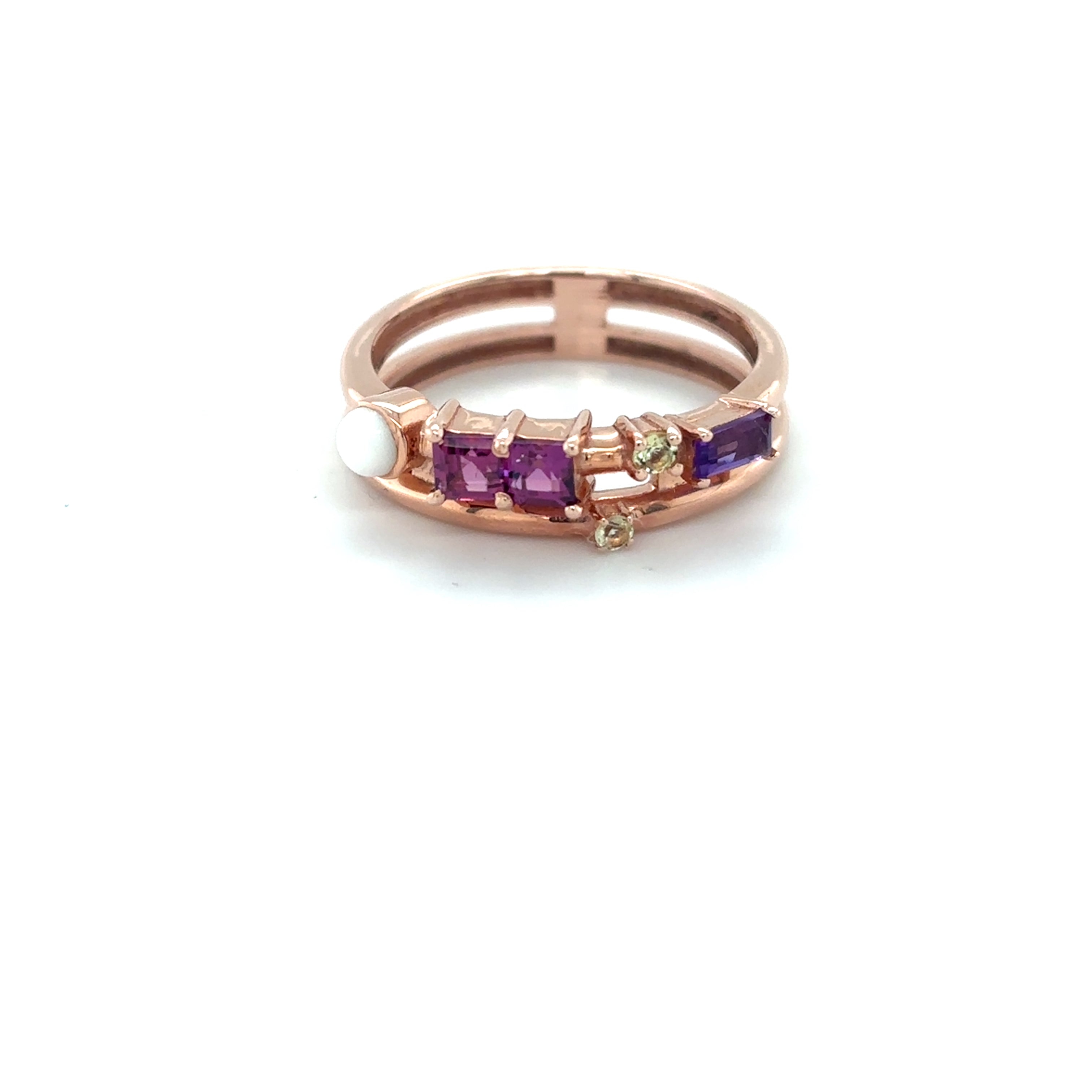 Natural Rhodolite and Multi Stone Silver Ring