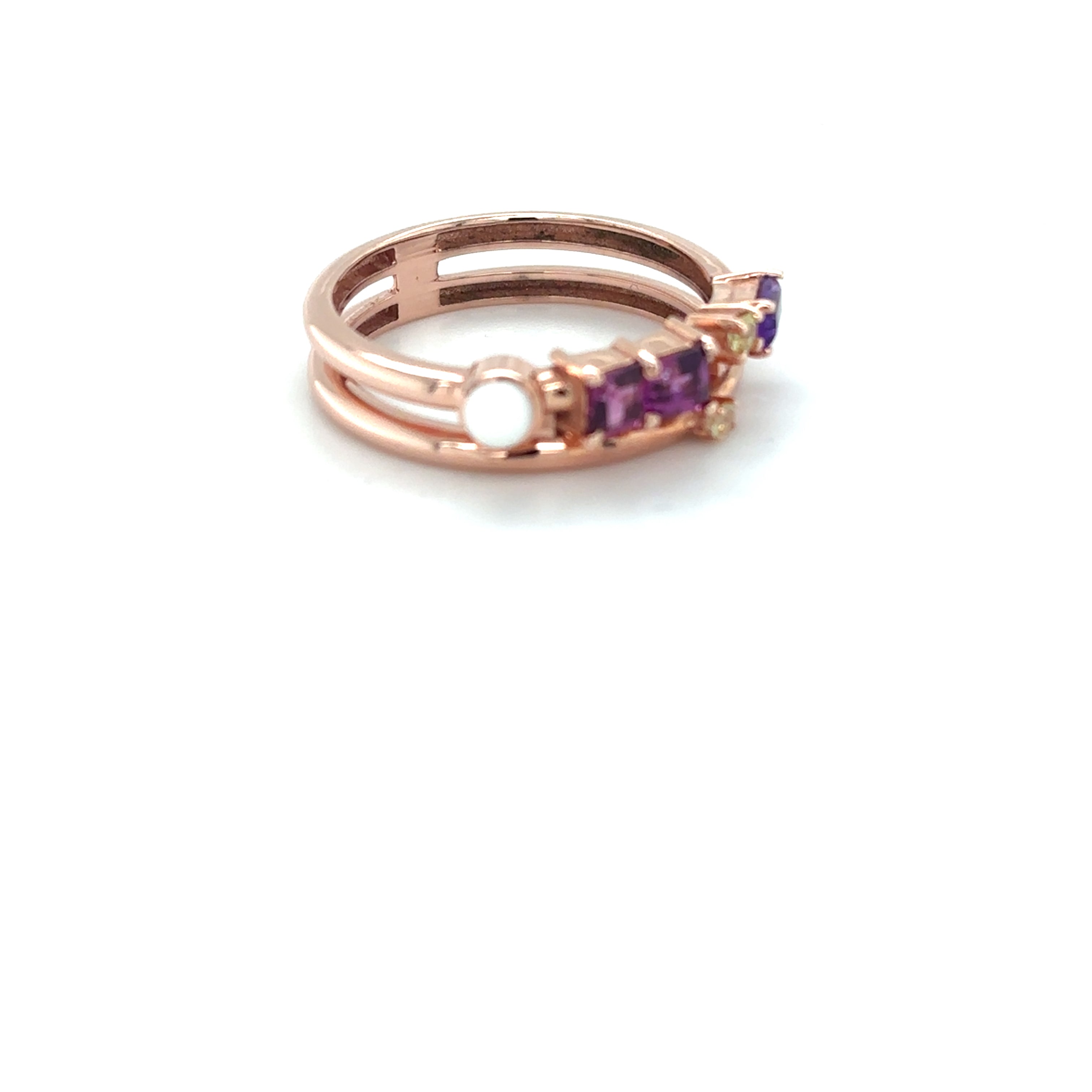 Natural Rhodolite and Multi Stone Silver Ring