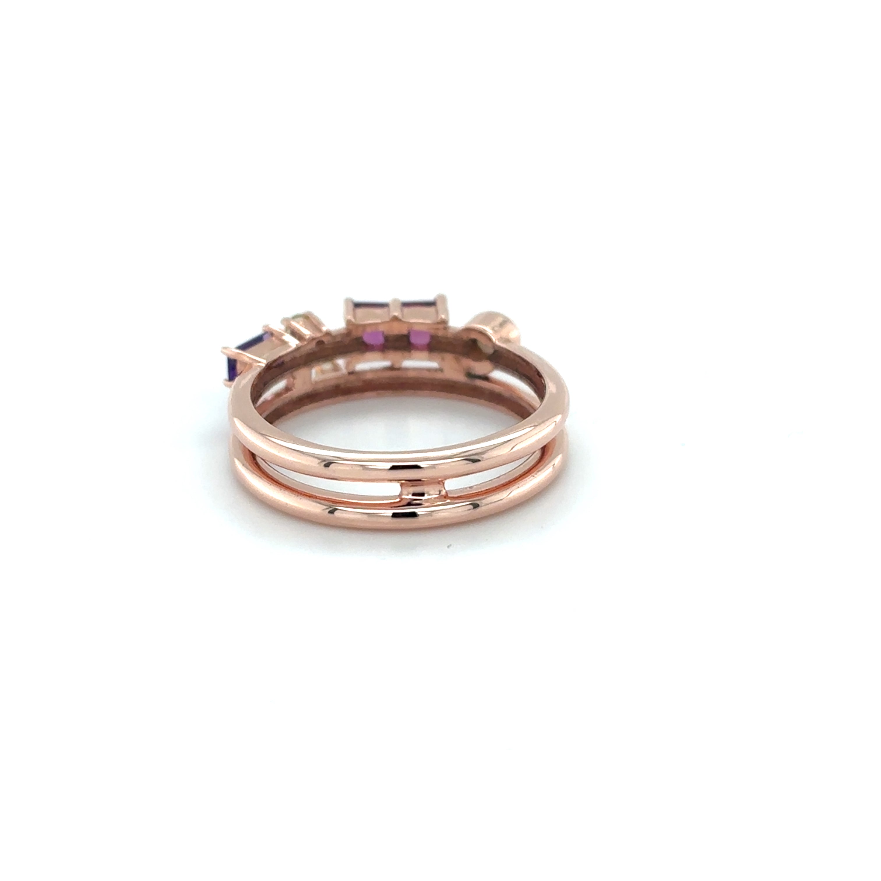 Natural Rhodolite and Multi Stone Silver Ring