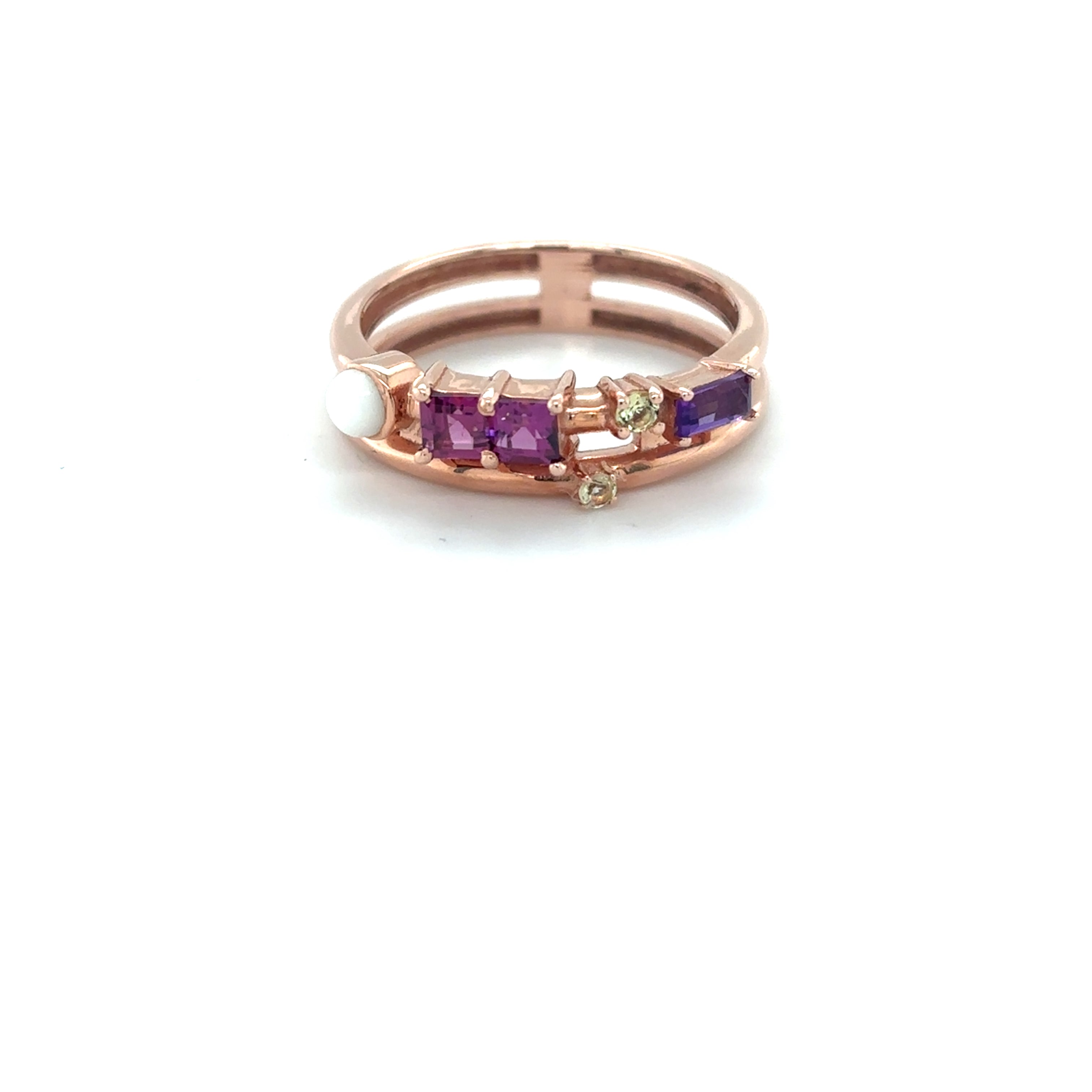 Natural Rhodolite and Multi Stone Silver Ring