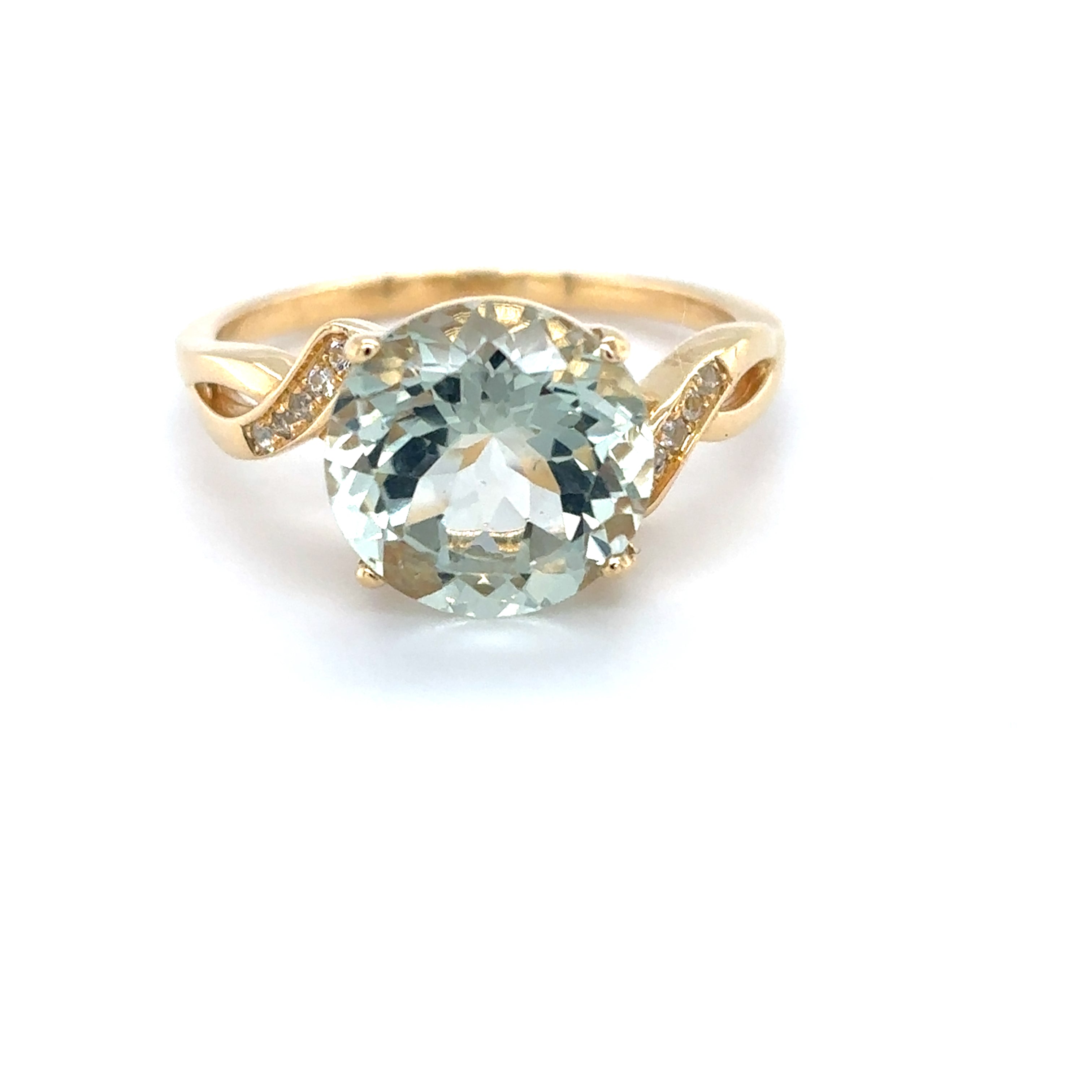 Natural Round Green Amethyst Silver Ring