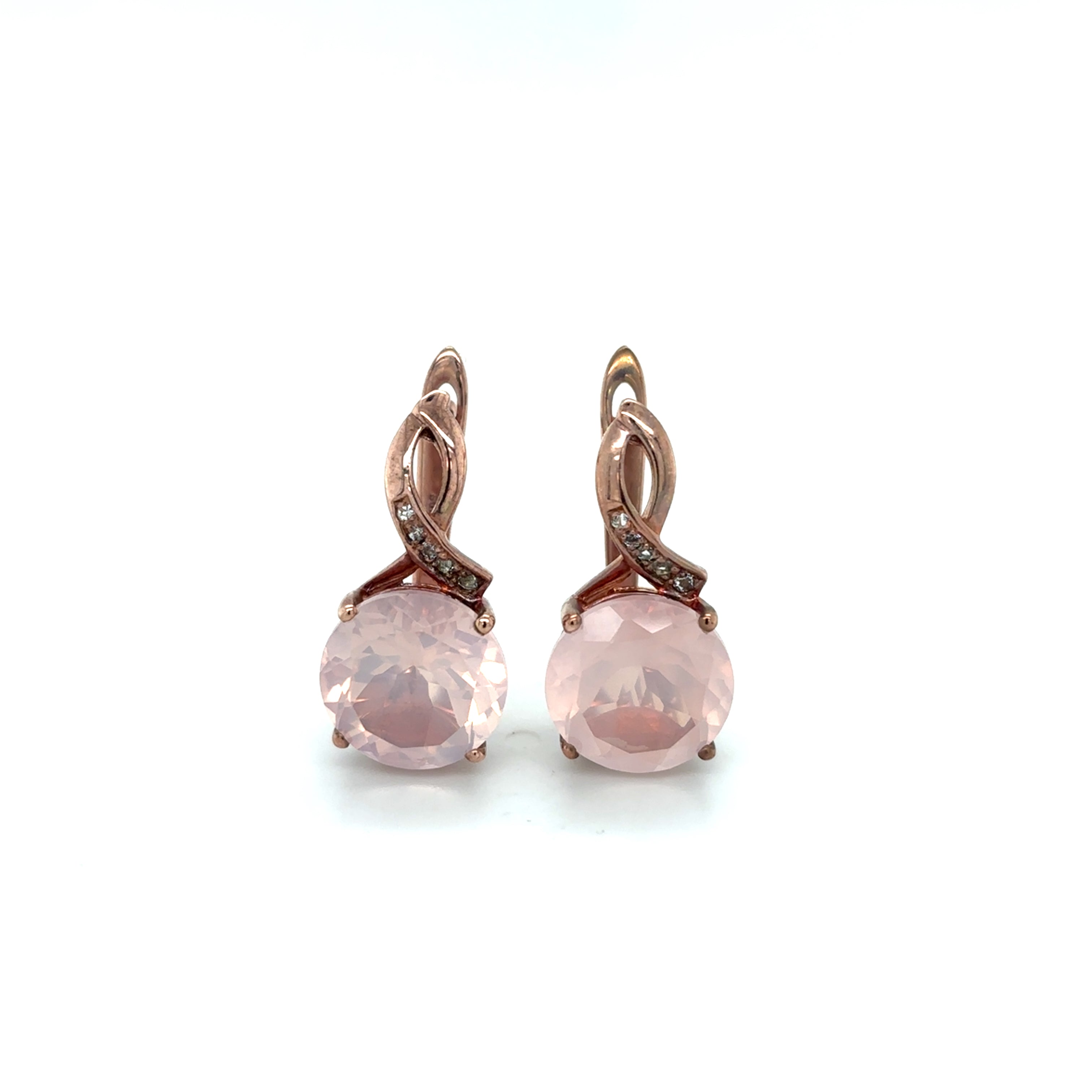 Natural Rose Quartz Silver Leverback Earrings