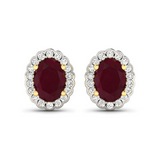 Genuine Diamond and Ruby Halo Earrings