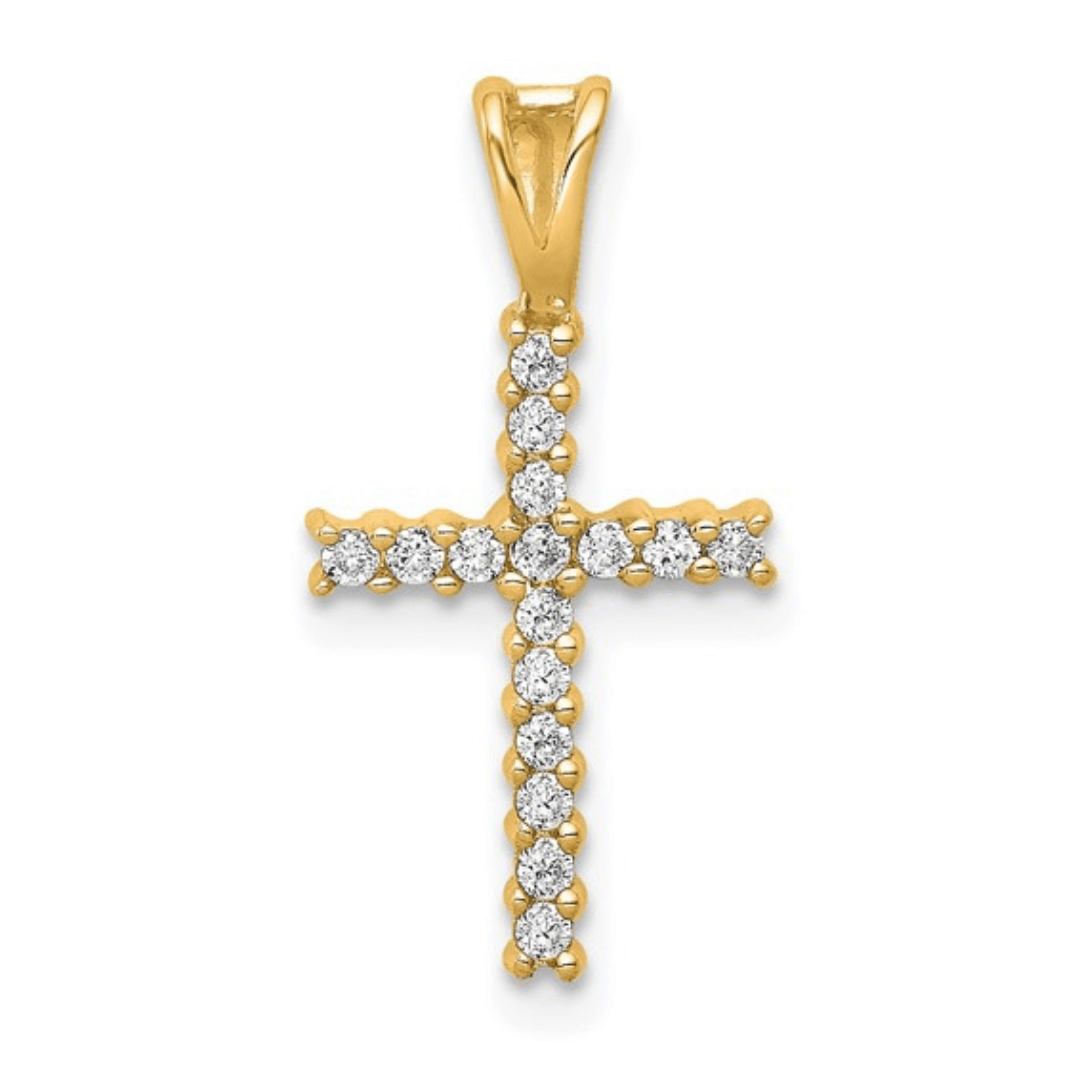 14K Gold Pave Diamond Cross Pendant, gold diamond pendant design, anniversary gift ideas, lab grown diamond pendant